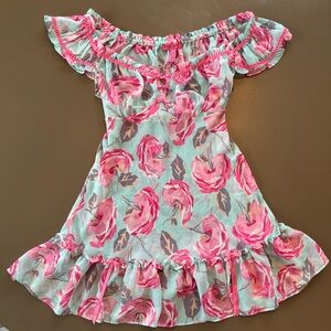 Vintage Betsey Johnson Baby Blue & Pink Floral Slip Dress
